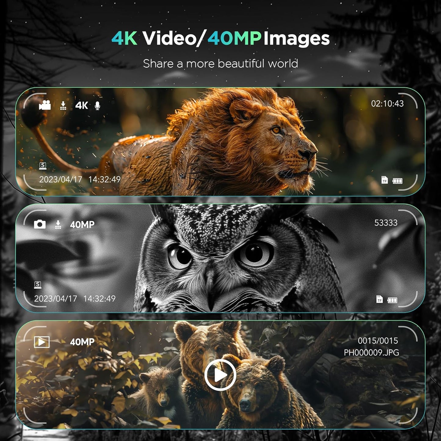 4K Night Vision Goggles for Adults, 2000FT Infrared Night Vision Binoculars with 64GB Card, Tactical Light, 8X Digital Zoom